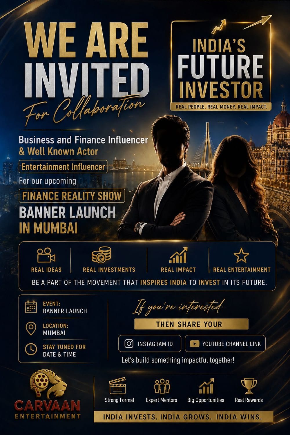 India's Future Investor — Finance Reality Show (Mumbai Banner Launch) — campaign flyer